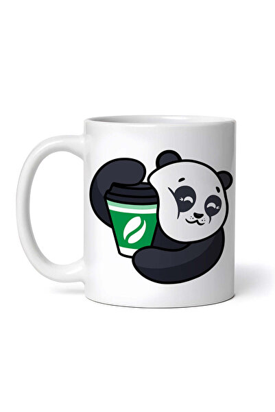OEM Εξατομικευμένη λευκή κούπα, Panda που πίνει καφέ, INOVATIX®. 330ml