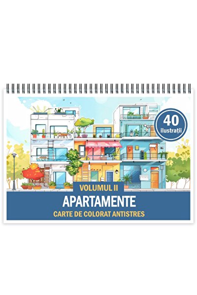 Legendary Gifts Carte de colorat antistres, 40 de ilustrații Apartamente - Volumul II, Format: A4,