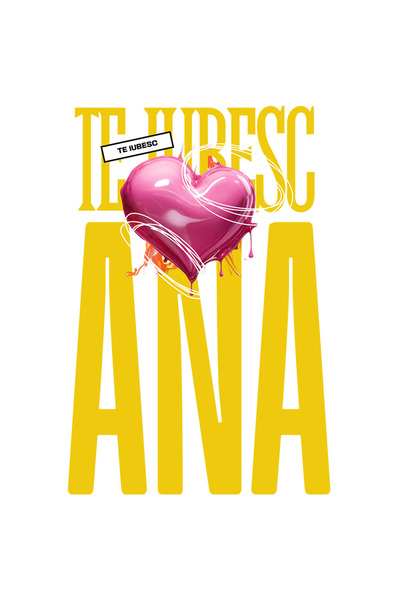 StoryGift Romania Sticker Autocolant 70CM Te Iubesc Ana, Dragoste, Inima, Iubire, Sfantul Valentin, Dragobete, V