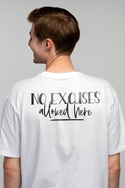 StoryGift Romania Tricou bărbătesc cu textul „no Excuses Allowed Here” - Scuz...