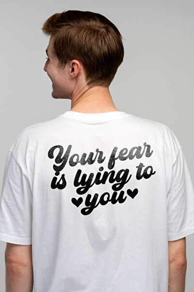 StoryGift Romania Men's T-shirt With Hearts And The Message "your Fear Is Lyi...