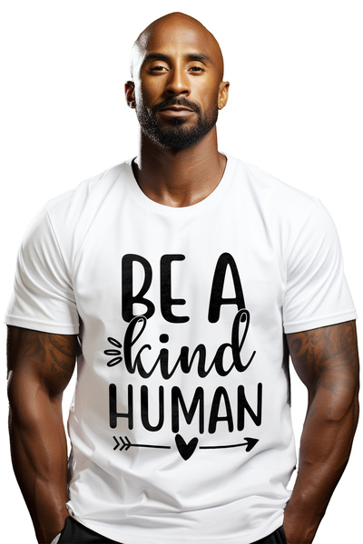 StoryGift Romania Tricou bărbătesc cu inimă și textul „be A Kind Human” - Be ...