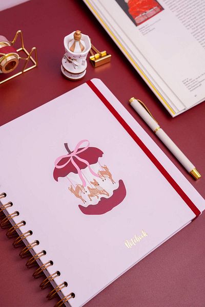 Matt Notebook 19x21 cm Pătrat Elastic Spiral Copertă Tare Blocnotes cu rigle