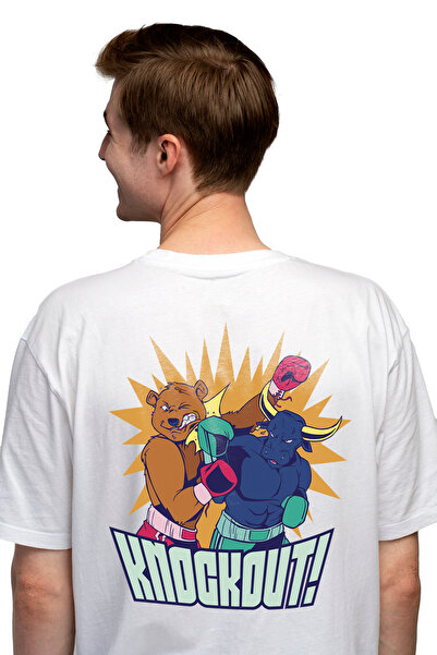 StoryGift Romania Tricou Barbati Pentru Investitori Si Pasionatii De Box Cu Mesajul Knockout In Bull Si Bear Stg