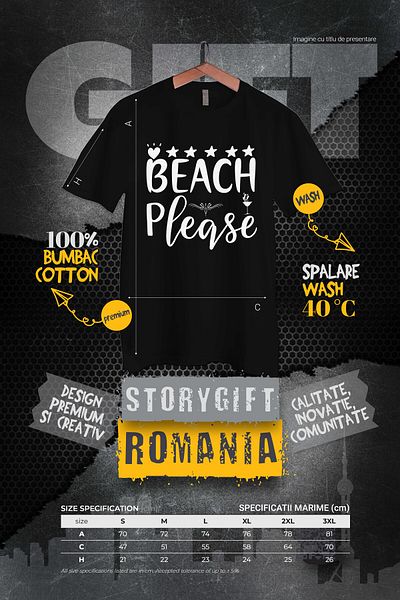 StoryGift Romania Men's T-shirt For Those Who Go To Exotic Places With The Message "beach, Please" - Stg Beach