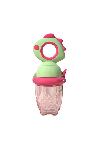 Flippy Suzeta Fruct, Silicon Food Grade, +4 Luni, Gauri 2mm, 12.4x5.1x4.7 cm, Verde/Fucsia