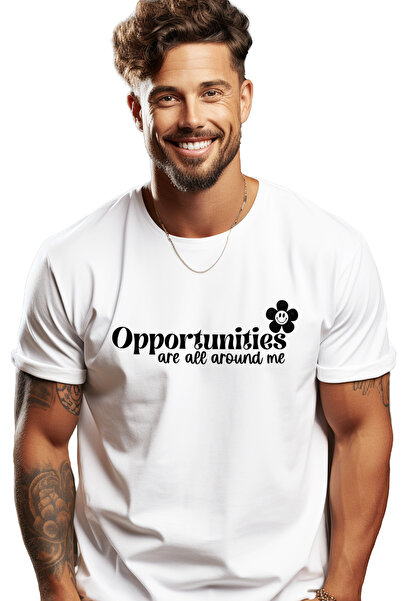 StoryGift Romania Tricou bărbătesc cu o floare și mesajul „oportunitățile sun...