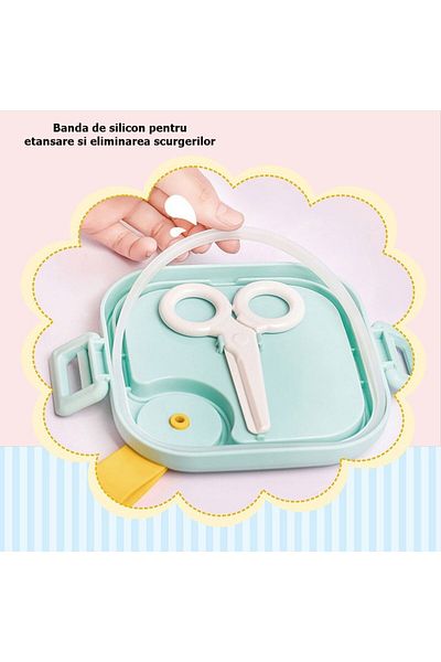 Flippy Cutie de prânz pentru copii, 750 ml, două boluri, lingură, foarfece de plastic, etanșă, roz