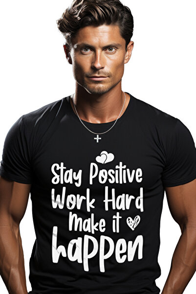 StoryGift Romania Tricou Barbati cu textul "Stay positive, work hard, make it...