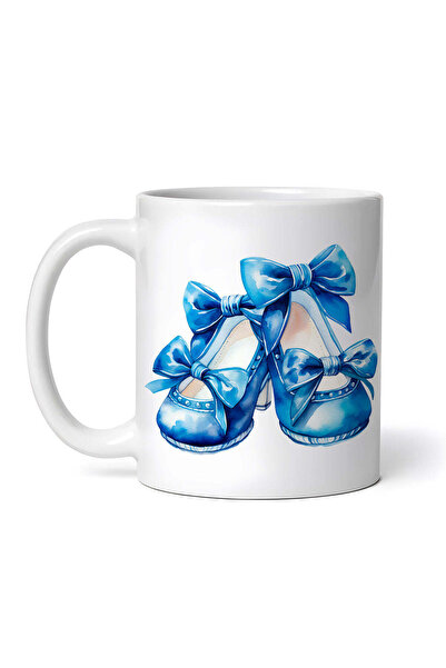 OEM Cană albă personalizată, pantofi albaștri cu fundițe, INOVATIX®. 330ml