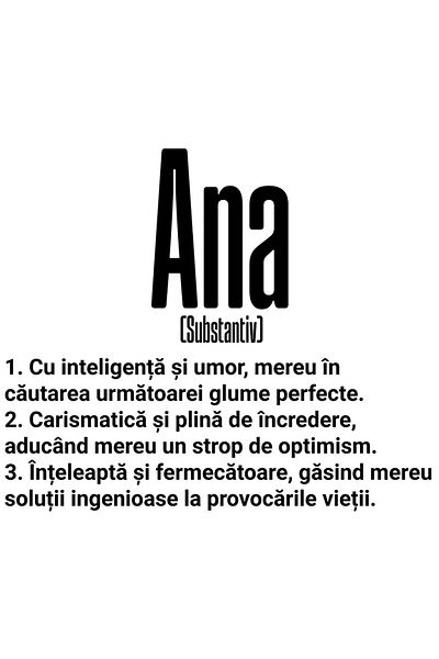 StoryGift Romania Sticker Autocolant 70CM Cu Numele Ana, si Mesaj Motivational, Glumeata, Carismatica, Inteleapt