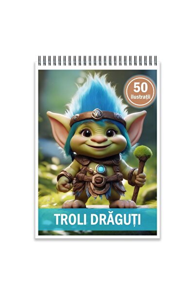 Legendary Gifts Carte de colorat, 50 de ilustrații, troli drăguți, 106 pagini