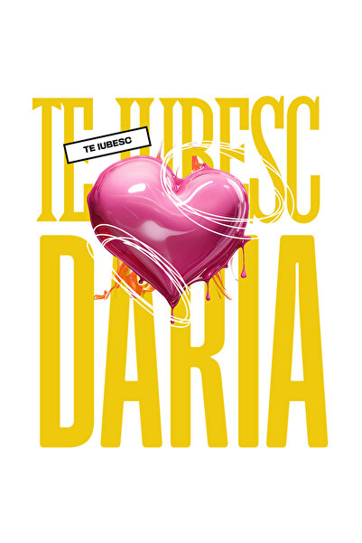 StoryGift Romania Sticker Adeziv 90CM Te Iubesc Daria, Dragoste, Inima, Iubir...