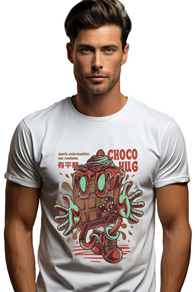 StoryGift Romania Tricou bărbătesc cu baton de ciocolată cu față zâmbitoare, ...