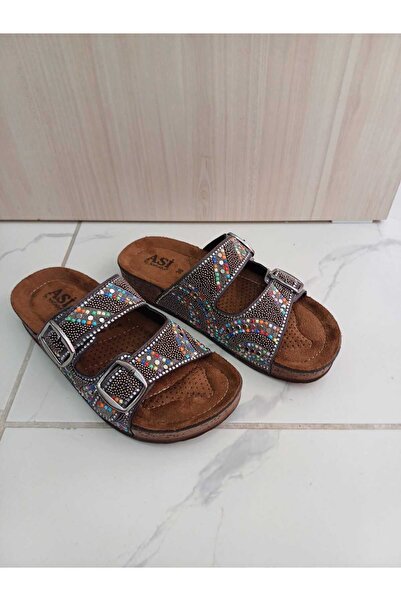 soElite Orthopedic Sole Stone Bead Embroidered Double Buckle Sea Pool Beach Daily Women's Slippers