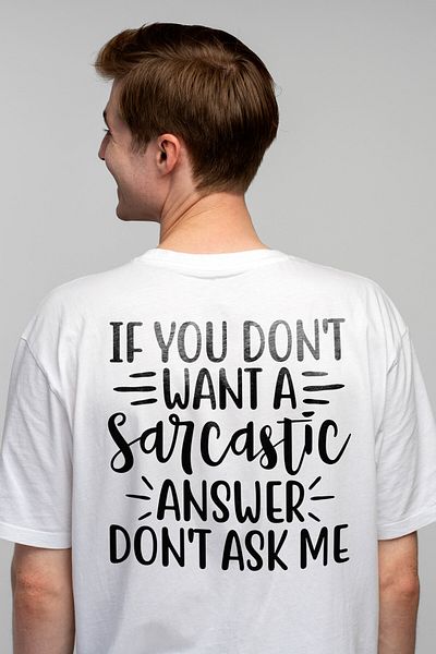 StoryGift Romania Men's T-shirt for those who only give sarcastic answers with print on the back, 100% B STG