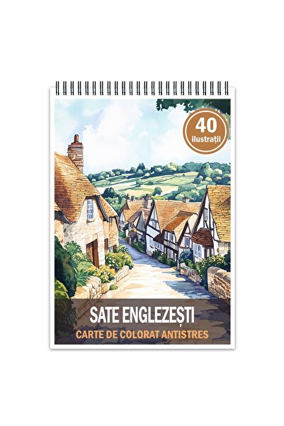 Legendary Gifts Carte de colorat antistres, 40 de ilustrații cu sate englezești, format A4