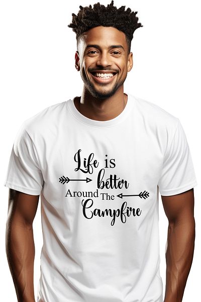 StoryGift Romania Men's T-shirt for those who go out in nature with the message "Life is better around the campfire STG