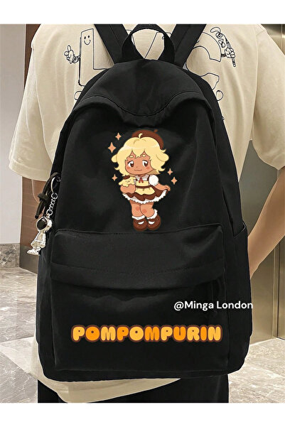 Minga London Rucsac școlă, curs, Pompompurin Fetiță Drăguță Sezon Nou Negru P...