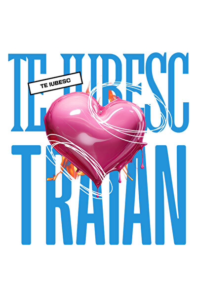 StoryGift Romania Sticker Adeziv 90CM Te Iubesc Traian, Dragoste, Inima, Iubi...