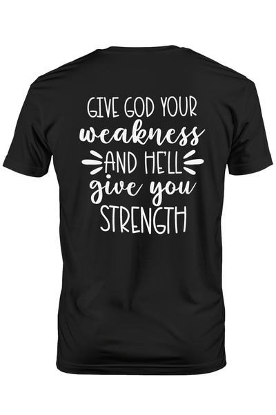 StoryGift Romania Tricou Barbati cu mesajul "Da-i lui Dumnezeu slabiciunea ta...