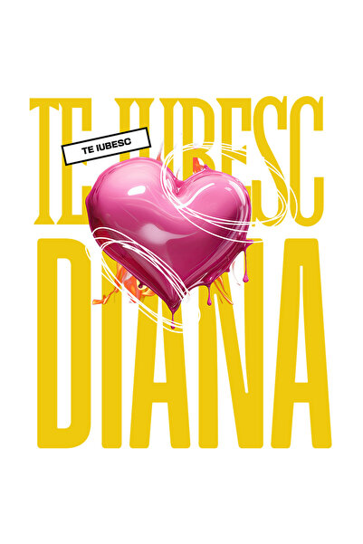 StoryGift Romania Sticker Autocolant 70CM Te Iubesc Diana, Dragoste, Inima, Iubire, Sfantul Valentin, Dragobete,