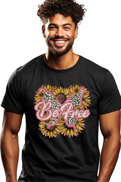 StoryGift Romania Tricou Barbati Cu Fluture In Mijlocul Florilor Cu Mesajul "...