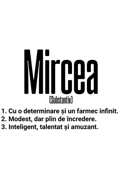 StoryGift Romania Sticker Autocolant 70CM Cu Numele Mircea, Determinare, Modest, Inteligent, Amuzant, Personaliz