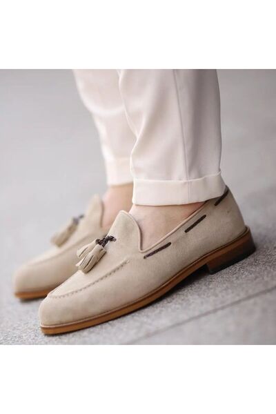 YAREL AYAKKABI Men's Beige Sand Suede Corcik Casual Shoes