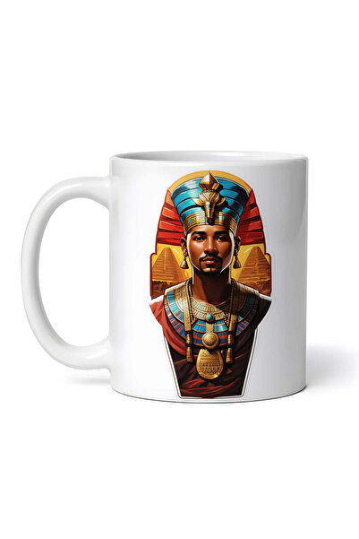 OEM Cană albă personalizată, zeul egiptean Imhotep cu medalion, INOVATIX®. 330ml