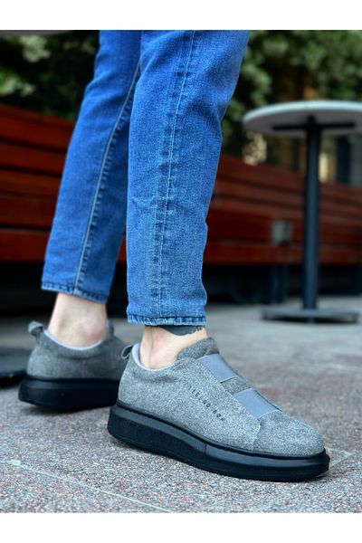 MehLey Ml0307 Suede High Sole Double Tape Gray Black Men's Shoes