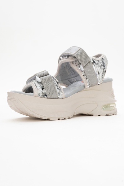 LuviShoes Arthur Gray Sequin Banded Thick Sole Women's Sports Sandals