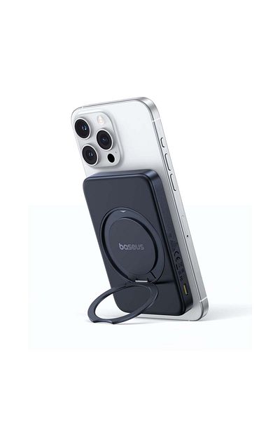 Baseus External Battery, Fast Charging, Magnetic, Type-C, Qi2, 20W, 5000mAh, Type-C Cable, PicoGo, Black