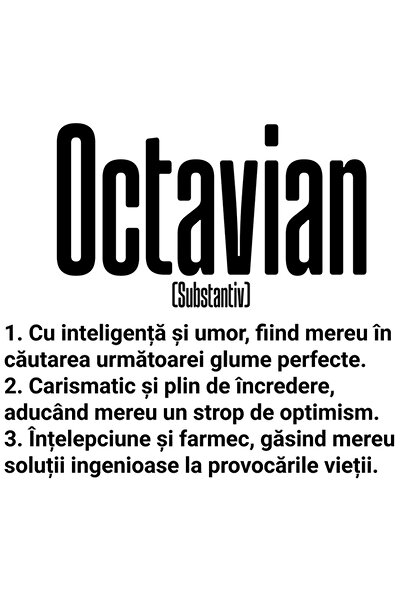 StoryGift Romania Sticker Eticheta 50CM Cu Numele Octavian, Inteligenta, Umor...