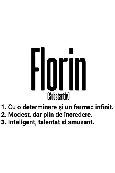 StoryGift Romania Sticker Adeziv 90CM Cu Numele Florin, Determinare, Modest, ...