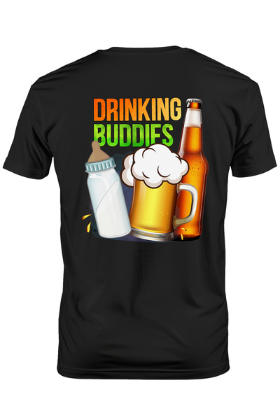 StoryGift Romania Tricou Barbati cu mesajul "Drinking buddies", bautura, alco...