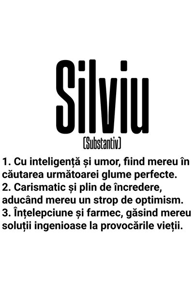 StoryGift Romania Sticker Eticheta 50CM Cu Numele Silviu, Inteligenta, Umor, ...