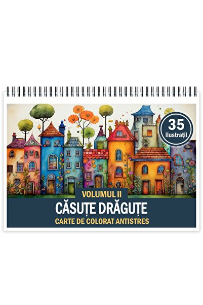 Legendary Gifts Carte de colorat antistres, 40 de ilustrații Căsuțe drăguțe - Volumul II, Format: A4,