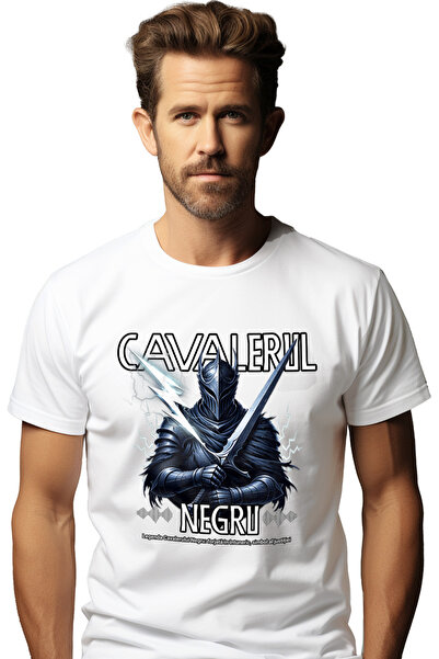 StoryGift Romania Tricou bărbătesc The Black Knight Iron Armor Shining Swords...