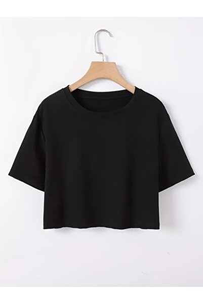 LAPS تي شيرت أسود قصير الحجم