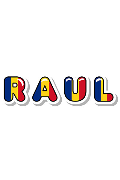 StoryGift Romania Sticker Autocolant 70CM Cu Numele Raul, Romania, Suporter, ...