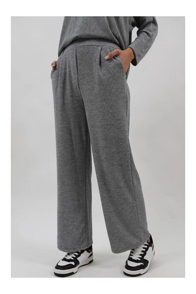 Lamiar LONG PANTS WITH ELASTIC WAIST IN FINE KNIT AGATA UNIQUE WAIST Gray