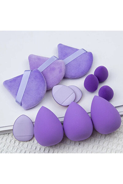 Choice1 12FP1-مجموعة إسفنجة مكياج صغيرة ومتوسطة وكبيرة من 12 قطعة باللون الأرجواني، أساسية للمبتدئين في مجال التجميل