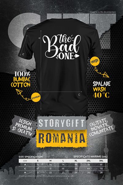 StoryGift Romania Men's T-shirt for the wicked with text in English with print on the back, 100% Cotton, White, L STG
