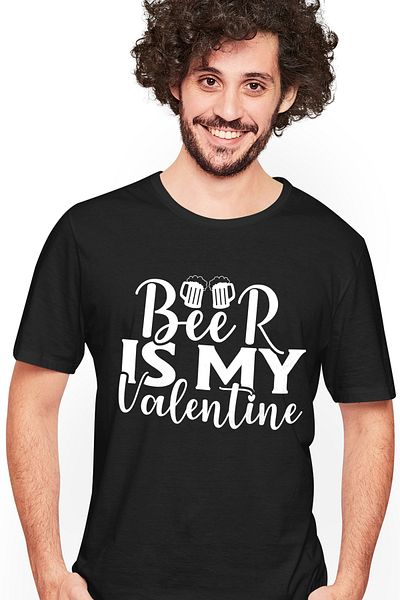 StoryGift Romania Men's T-shirt for beer drinkers with the message "Beer is my Valentine" - alcohol drink STG
