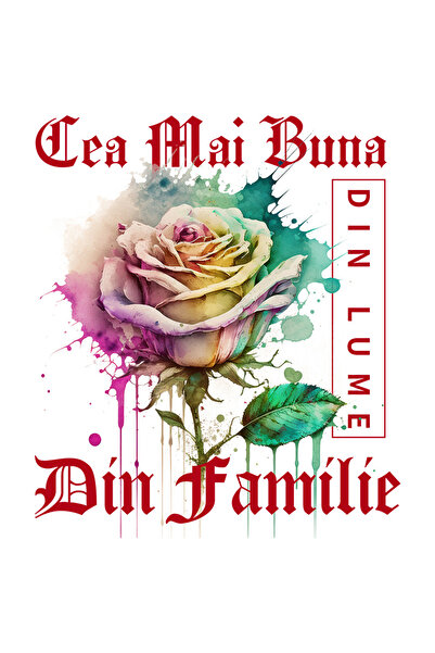 StoryGift Romania Sticker Eticheta 50CM Cu Textul Cea Mai Buna Din Familie, D...