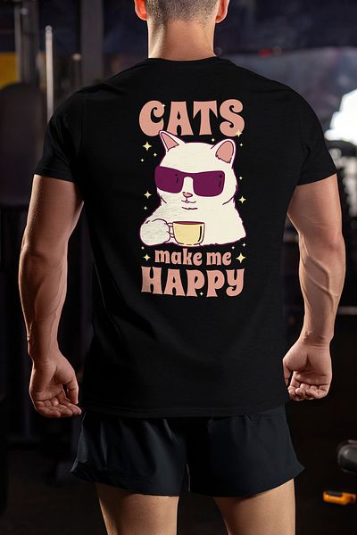 StoryGift Romania Personalized Men's T-Shirt For Cat Lovers With The Message In English Cats Make Me Stg