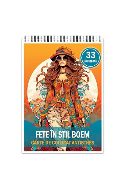Legendary Gifts Carte de colorat antistres, 33 de ilustrații cu fete în stil boem, 72 de pagini, format: A4,
