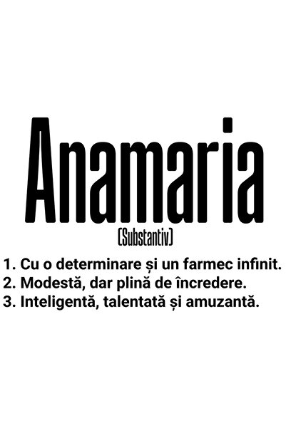 StoryGift Romania Sticker Autocolant 70CM Cu Numele Anamaria, si Mesaj Motiva...