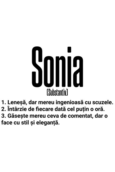StoryGift Romania Sticker Autocolant 70CM Cu Numele Sonia, si Mesaj Amuzant, ...